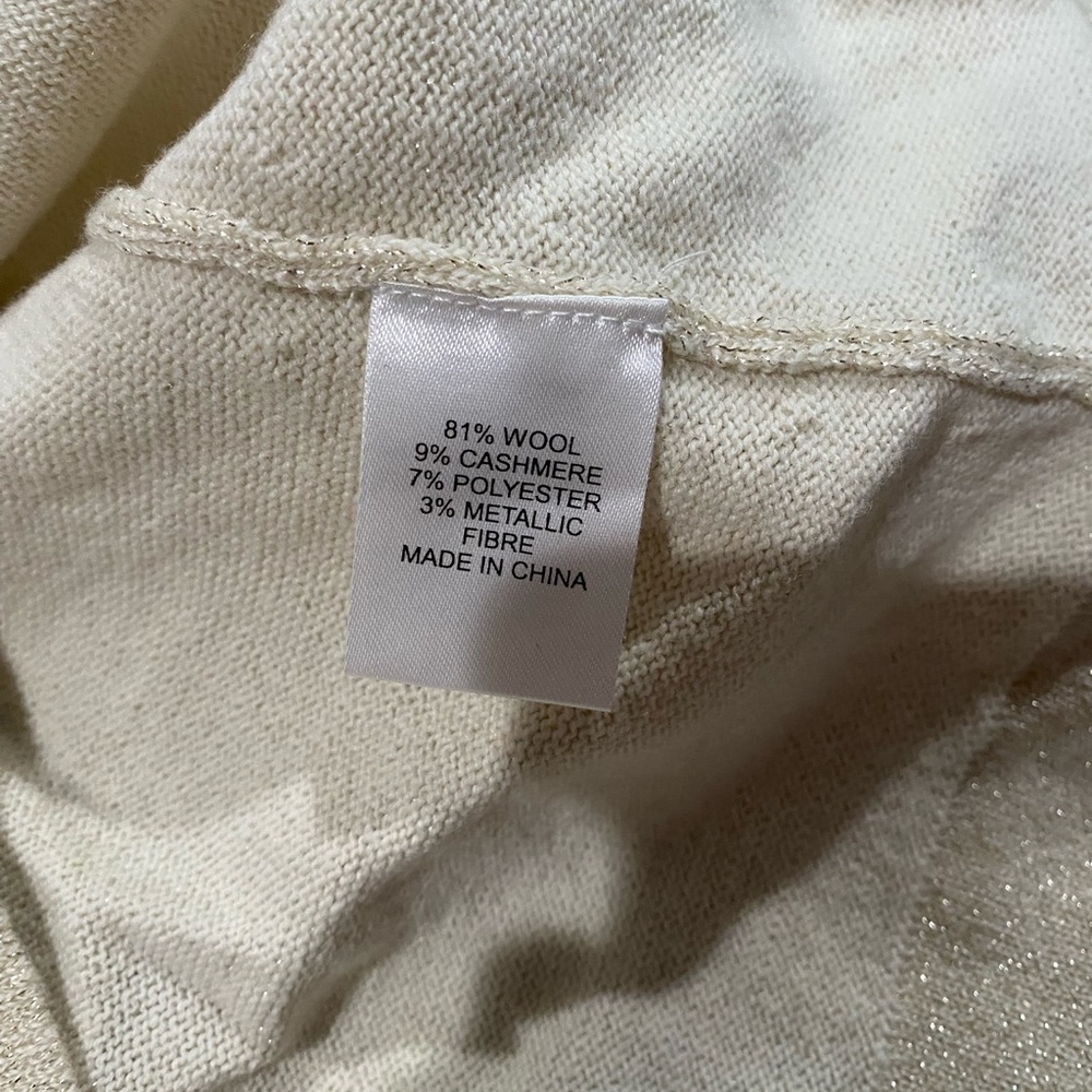 TUCKERNUCK Ivory Shimmer Edie Ruffle Sweater Cashmere Wool XS - Picture 8 of 10